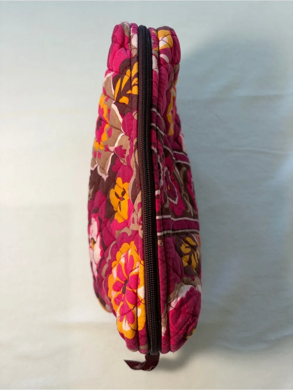 Vera Bradley Quilted‎ Floral Cosmetic Pouch in Pink, Brown and Yellow